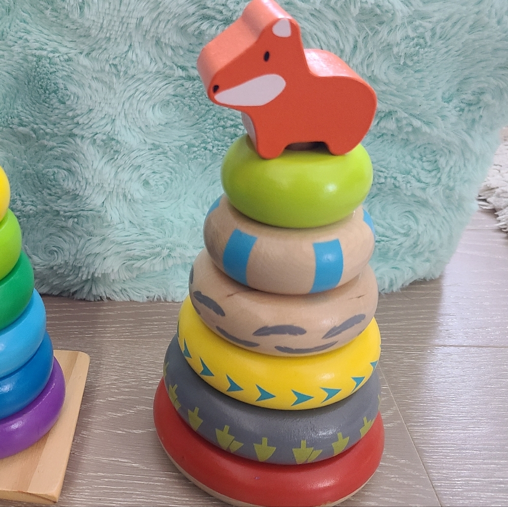 Wooden Stacking Toy with Fox Topper